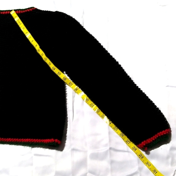 VINTAGE Crocheted Christmas Holiday Cardigan w Rose Buttons - O-O-A-K Hand-Made - Picture 14 of 16